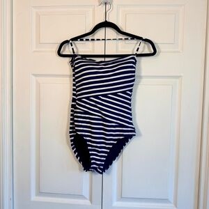 Tommy Bahama Halter Neck Strapless Striped‎ One Piece Swimsuit Blue White 4